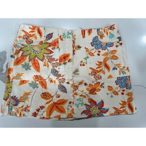 EXPRESS Stretch Floral Print Mini Skirt Women Size 5 6 Cream Orange Blue‎